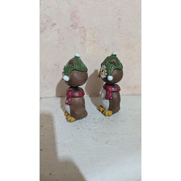 Vintage Owl Bobblehead Figurines With Winter Hats & Scarves - Set Of 2 - Picture 4 of 7